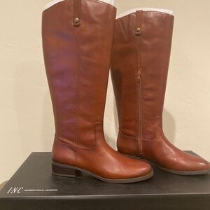 Tall Cognac Brown Leather Boots